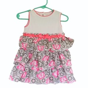 Little Wonders girl’s pink and white floral matching set size 12M
